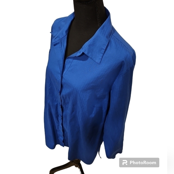 Westbound Woman Wrinkle Free 100% Cotton Blue Button Up Shirt Size 2X - Picture 3 of 6